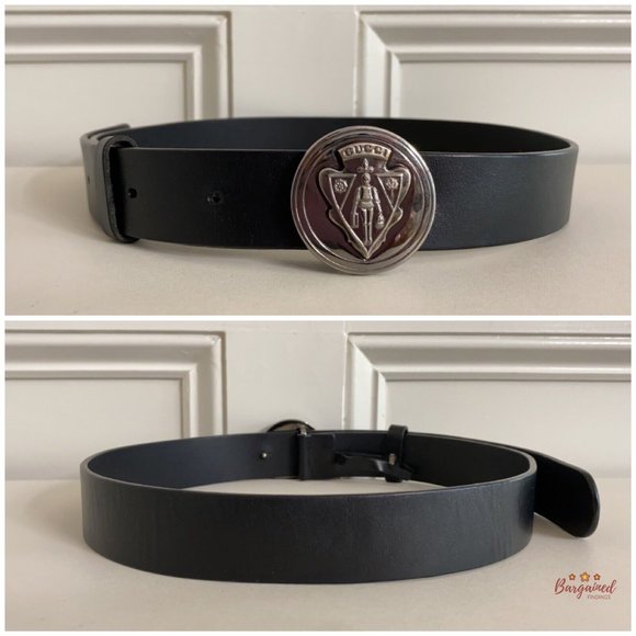 Authentic Gucci Black Calfskin Leather Silver Hysteria Buckle Belt Size 85/34 - Picture 5 of 13